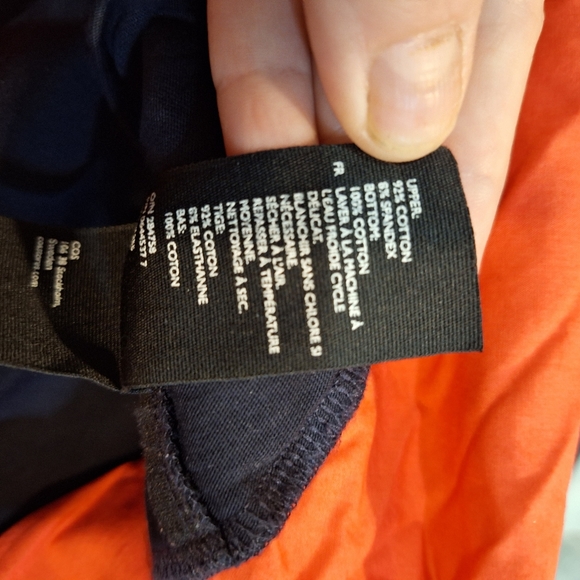 COS navy orange jersey cotton swing colorblock short sleeve cotton dress M - Picture 8 of 10